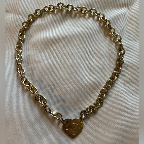 Tiffany & Co Heart Tag Chain Link Choker Necklace - Picture 5 of 6